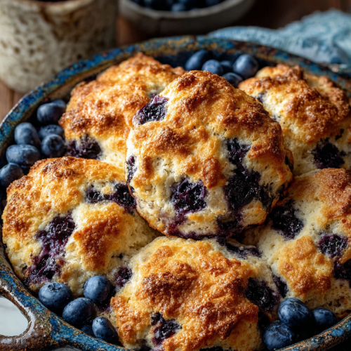 Delish Blueberry Cinnamon Cathead Biscuits