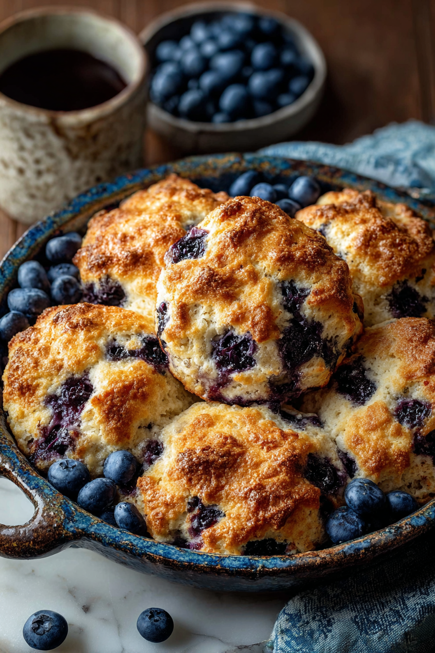 Delish Blueberry Cinnamon Cathead Biscuits