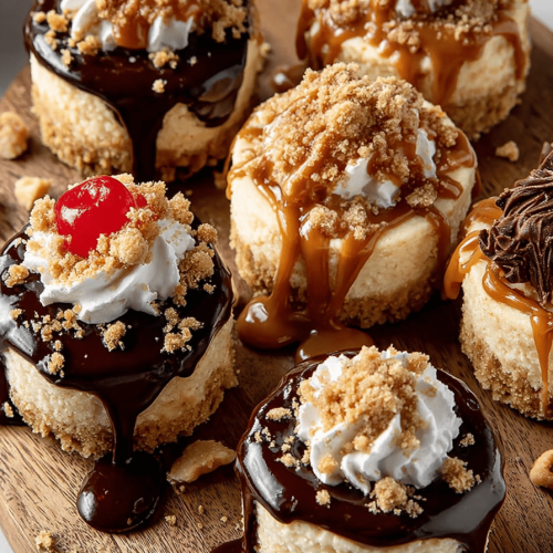 Delish Mini Peanut Butter Cheesecakes