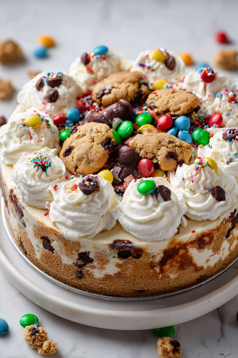 Delish Monster Cookie Cheesecake