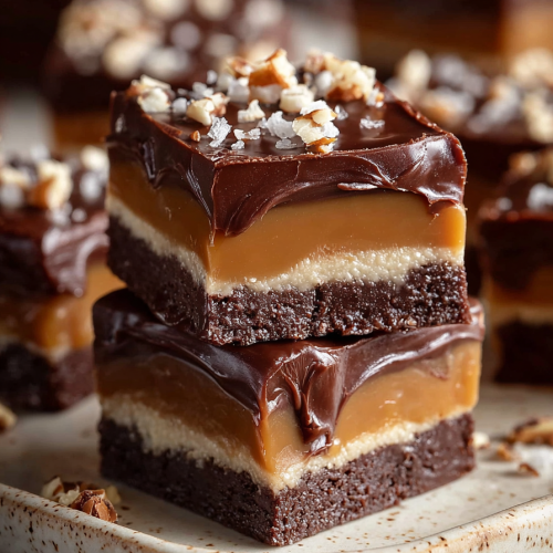 Delish Salted Caramel Fudge Bars