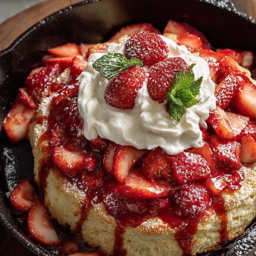 Delish Skillet Strawberry Shortcake
