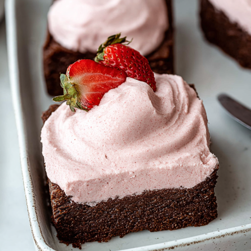 Delish Strawberry Mousse Brownies