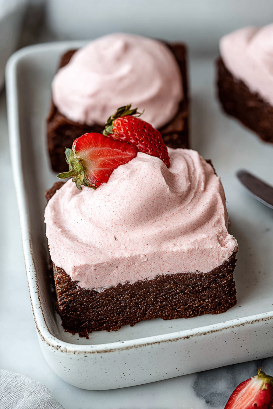 Delish Strawberry Mousse Brownies