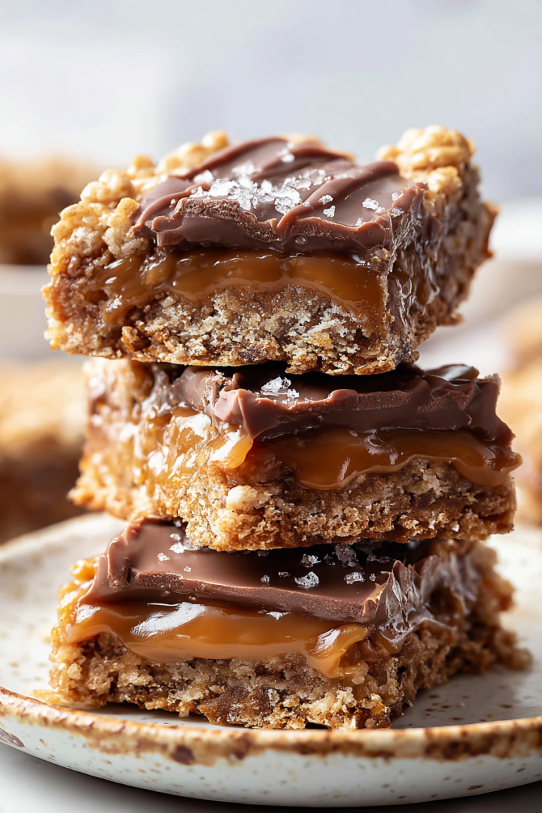 Easy Chocolate Caramel Oatmeal Bars