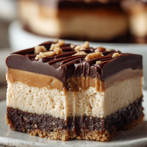 Easy No Bake Buckeye Cheesecake Bars