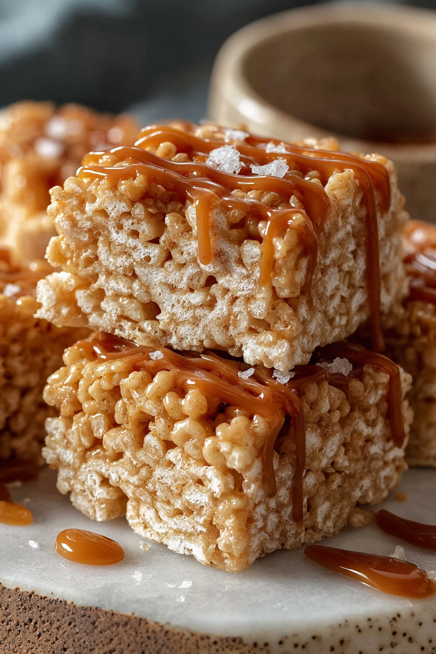 Easy Salted Caramel Rice Krispie Treats