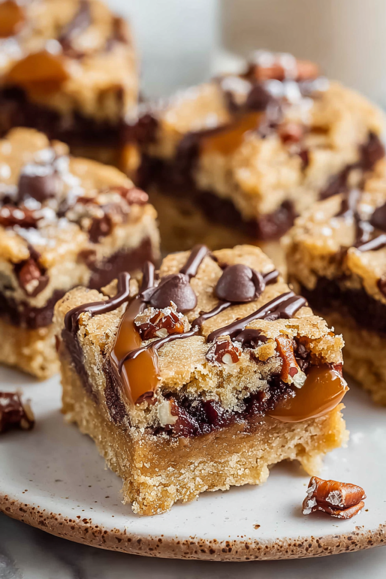 Delish Chewy Turtle Cookie Bars