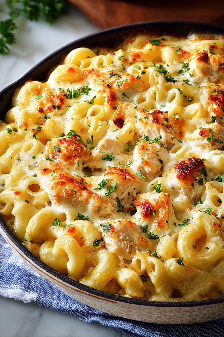 Delish Chicken Alfredo Pasta Bake