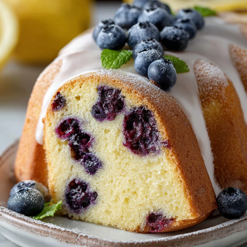 Delish Lemon Blueberry Pound Cake