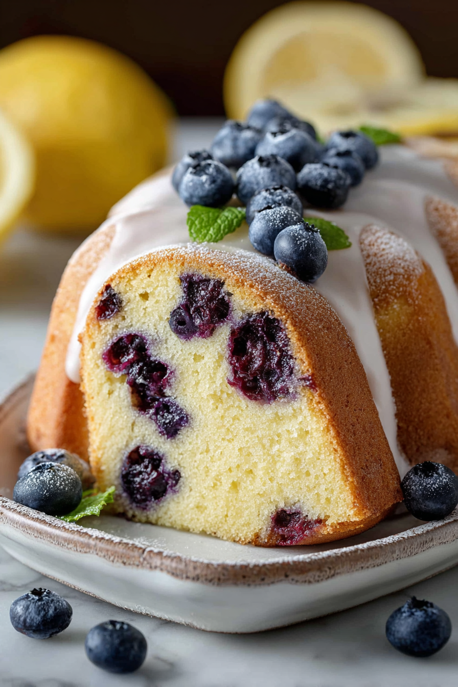 Delish Lemon Blueberry Pound Cake