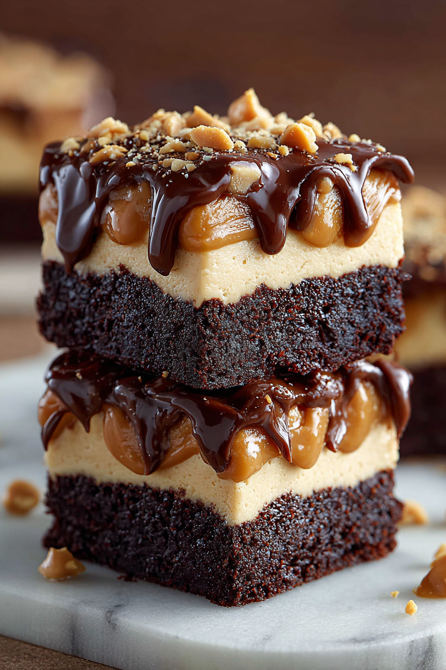 Delish Peanut Butter Mousse Brownies