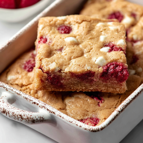 Delish Raspberry White Chocolate Blondies