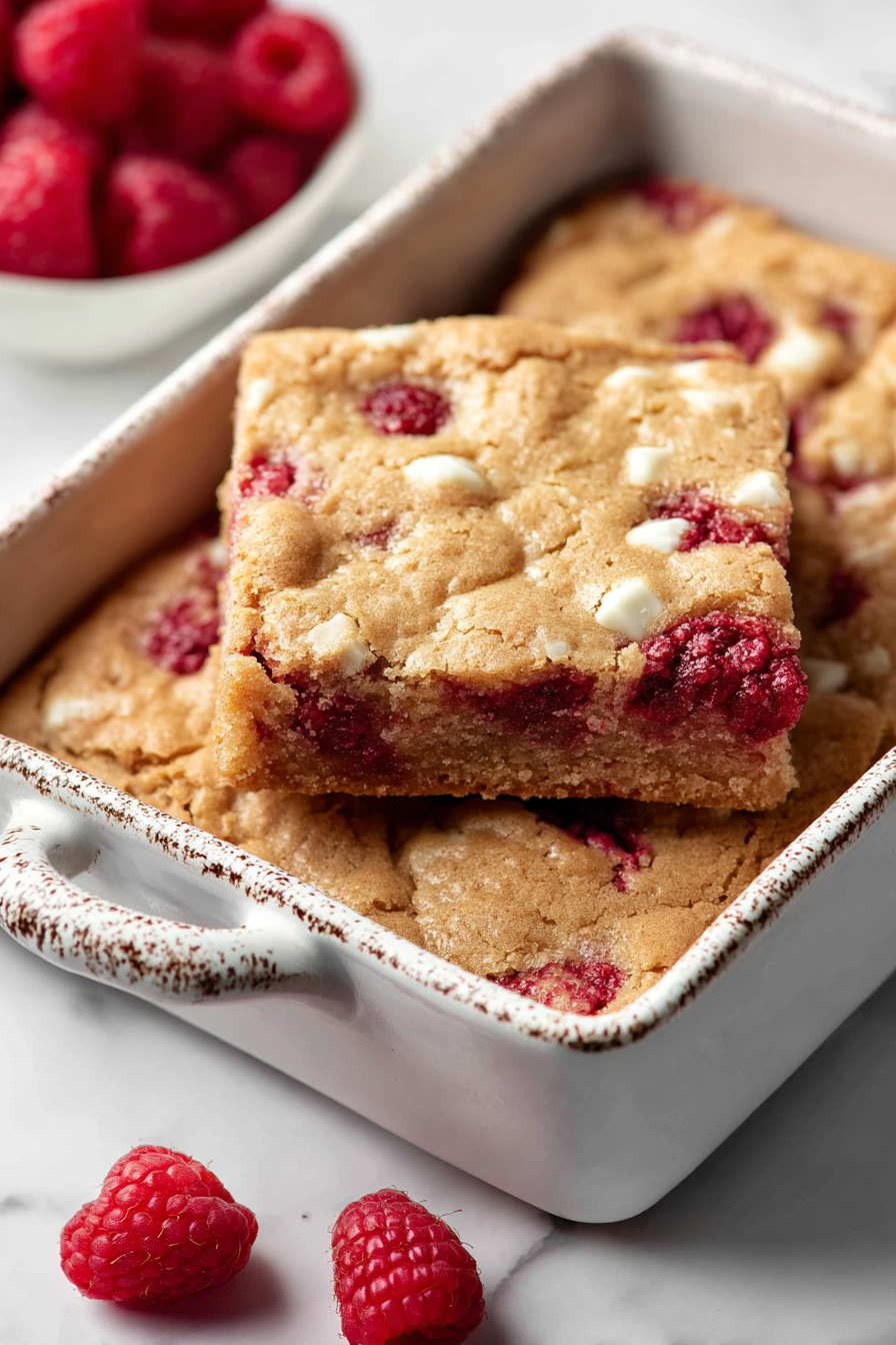 Delish Raspberry White Chocolate Blondies