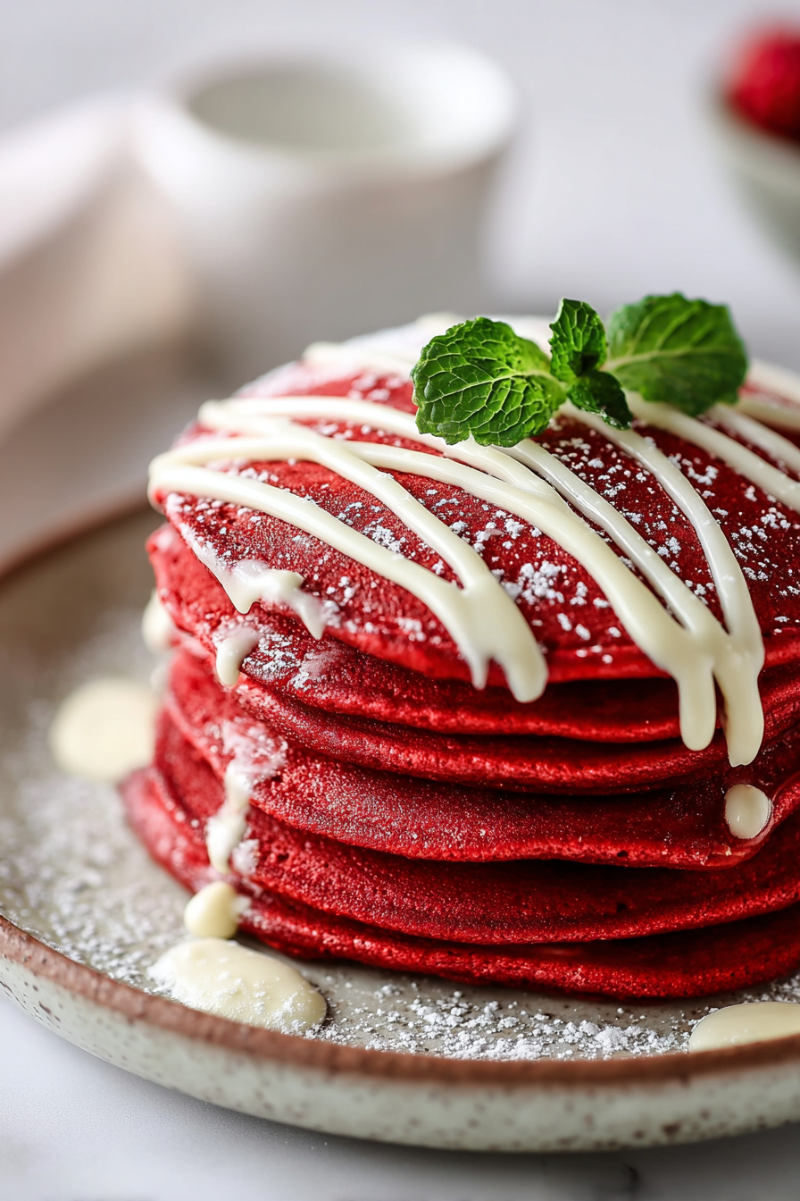 Delish Red Velvet Pancakes