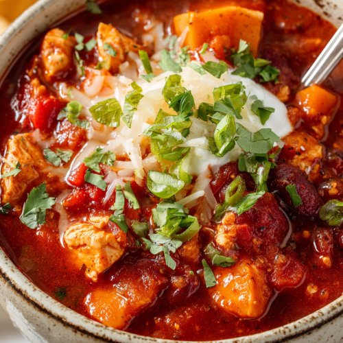 Delish Slow Cooker Sweet Potato Chicken Chili