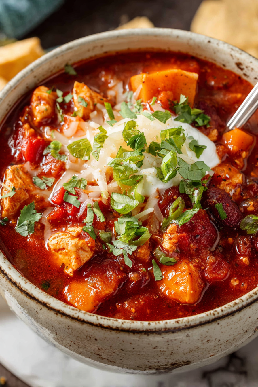 Delish Slow Cooker Sweet Potato Chicken Chili