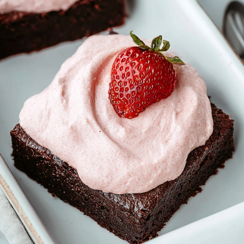 Delish Strawberry Mousse Brownies