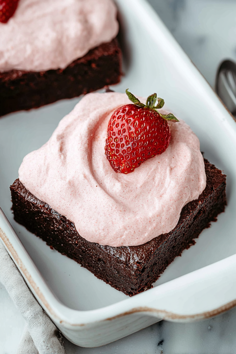Delish Strawberry Mousse Brownies