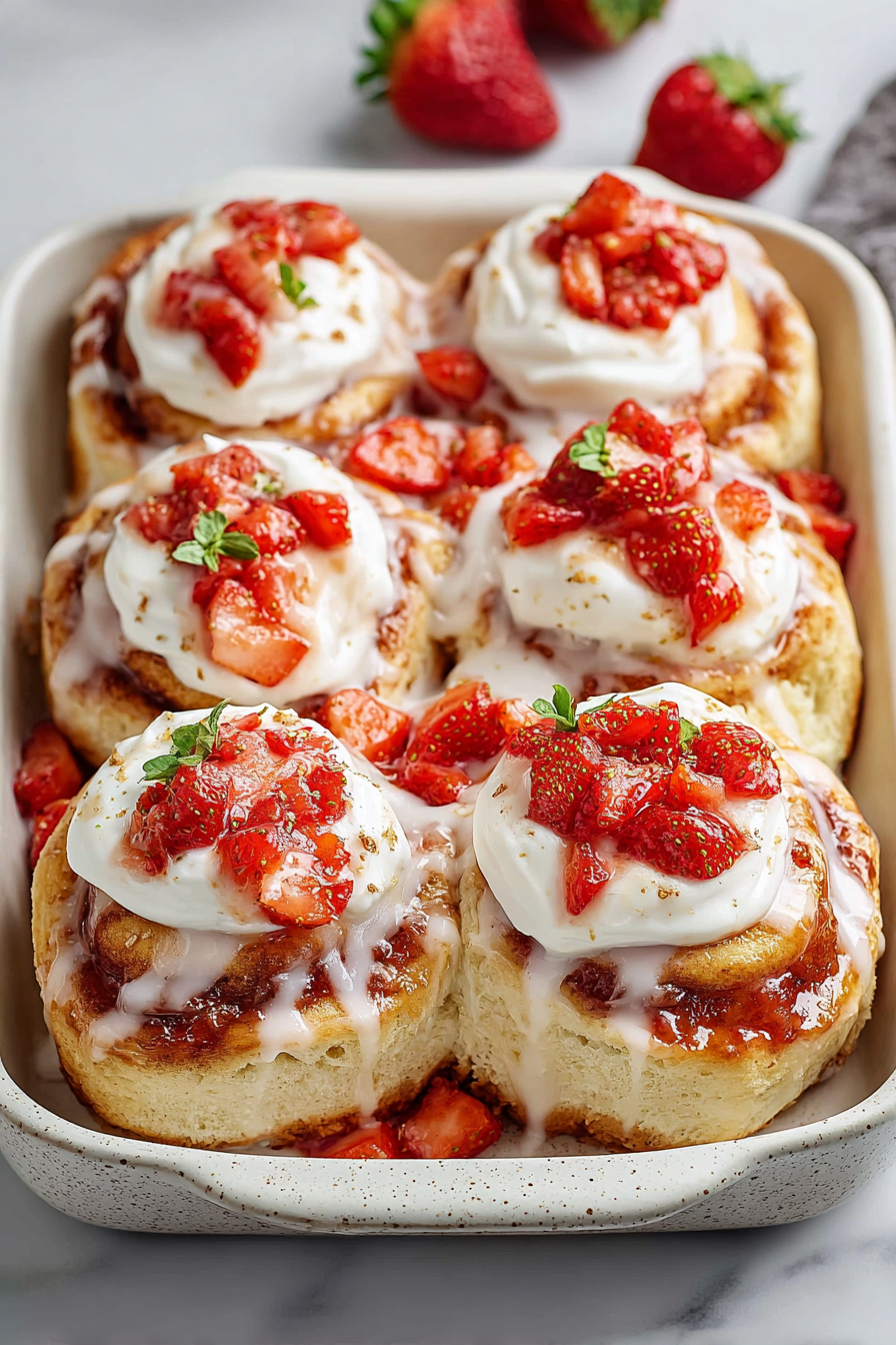 Delish Strawberry Shortcake Cinnamon Rolls