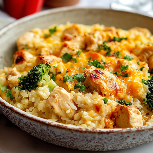 Easy Cheesy Chicken Rice Skillet