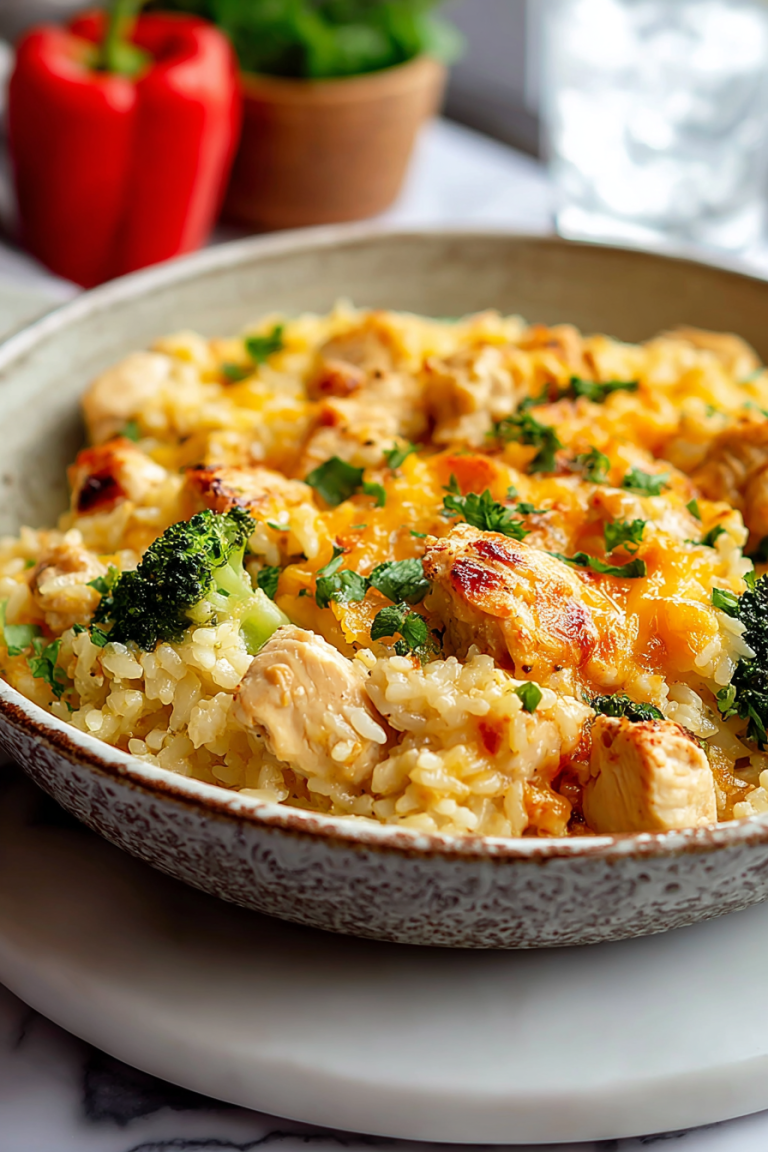 Easy Cheesy Chicken Rice Skillet