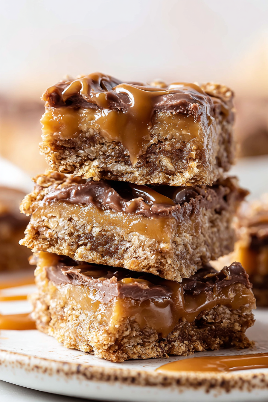 Easy Chocolate Caramel Oatmeal Bars