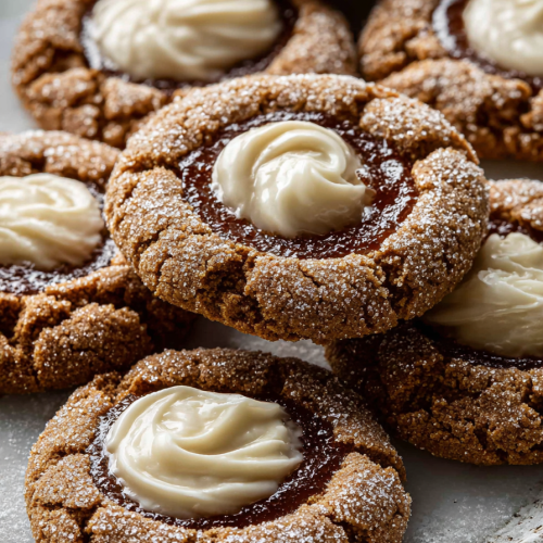 Easy Gingerbread Thumbprint Cookies