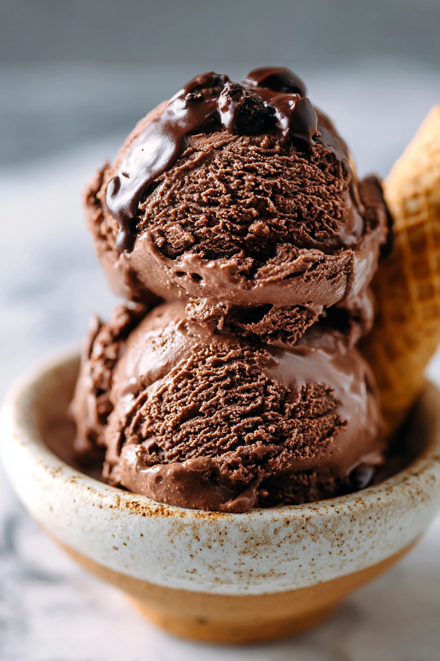 Easy No Churn Chocolate Brownie Ice Cream