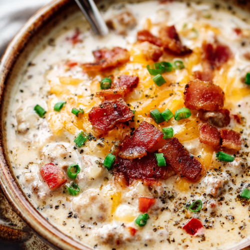 Easy Slow Cooker Bacon Cheeseburger Soup