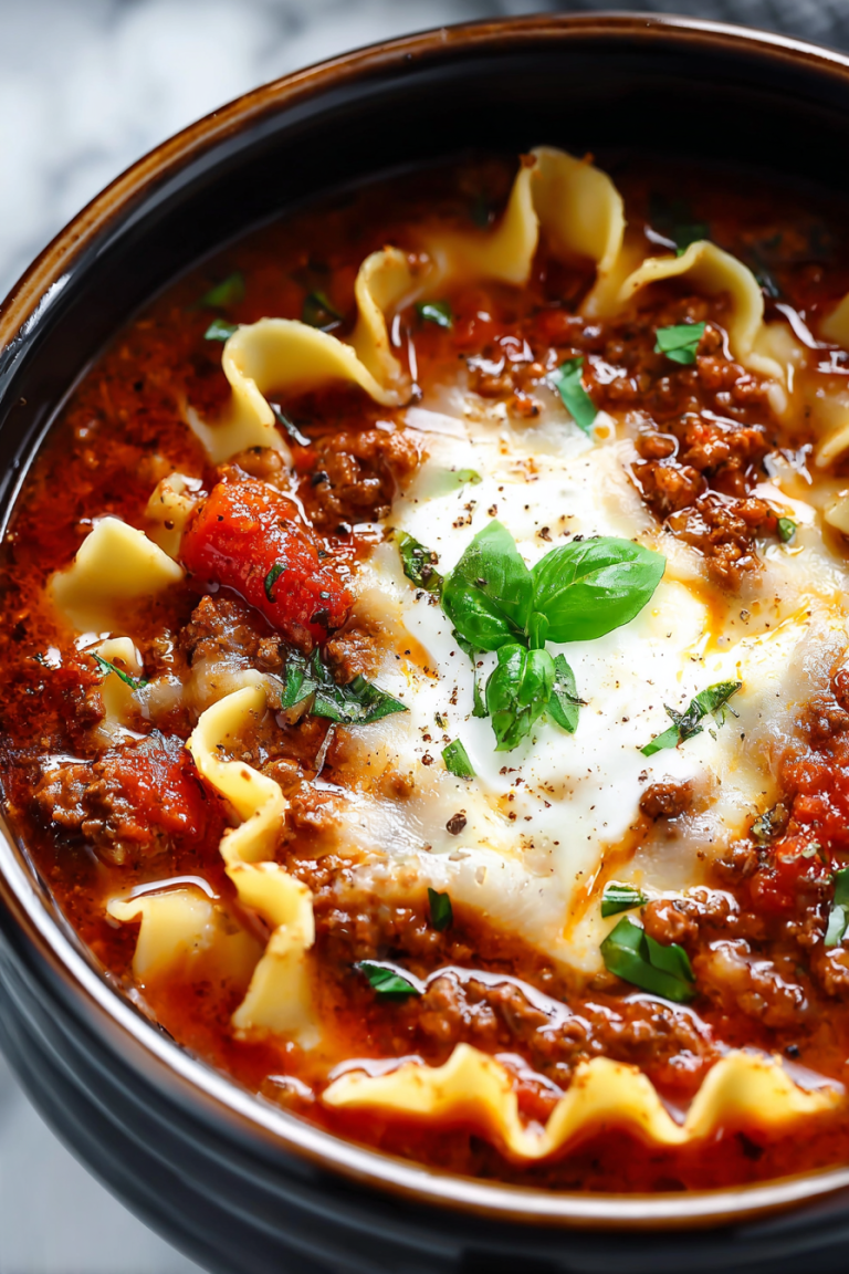 Easy Slow Cooker Lasagna Soup