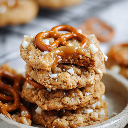 Easy White Chocolate Caramel Pretzel Cookies
