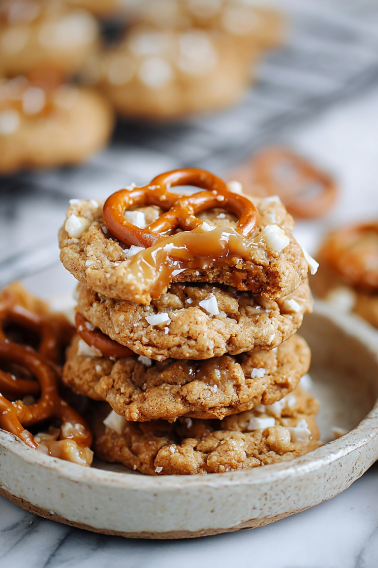 Easy White Chocolate Caramel Pretzel Cookies