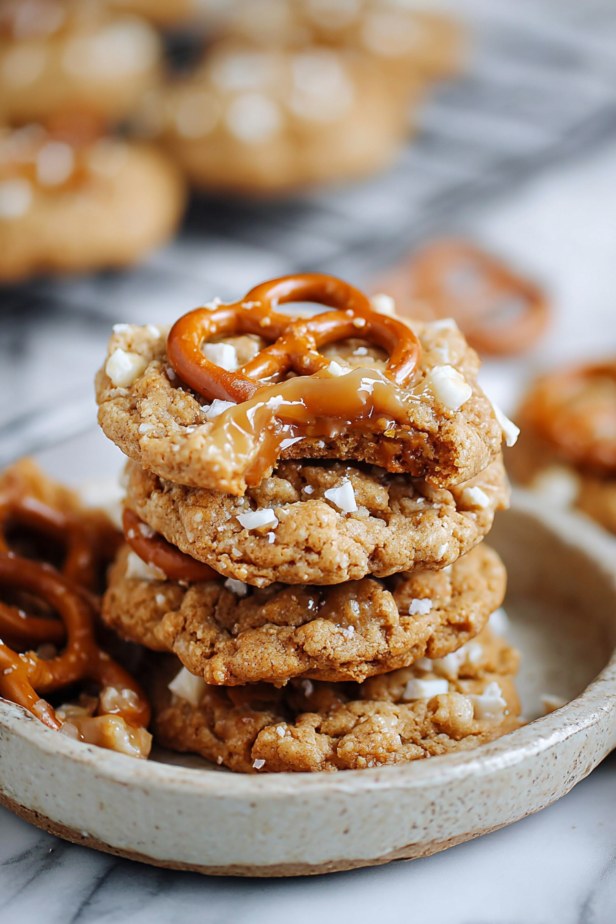 Easy White Chocolate Caramel Pretzel Cookies