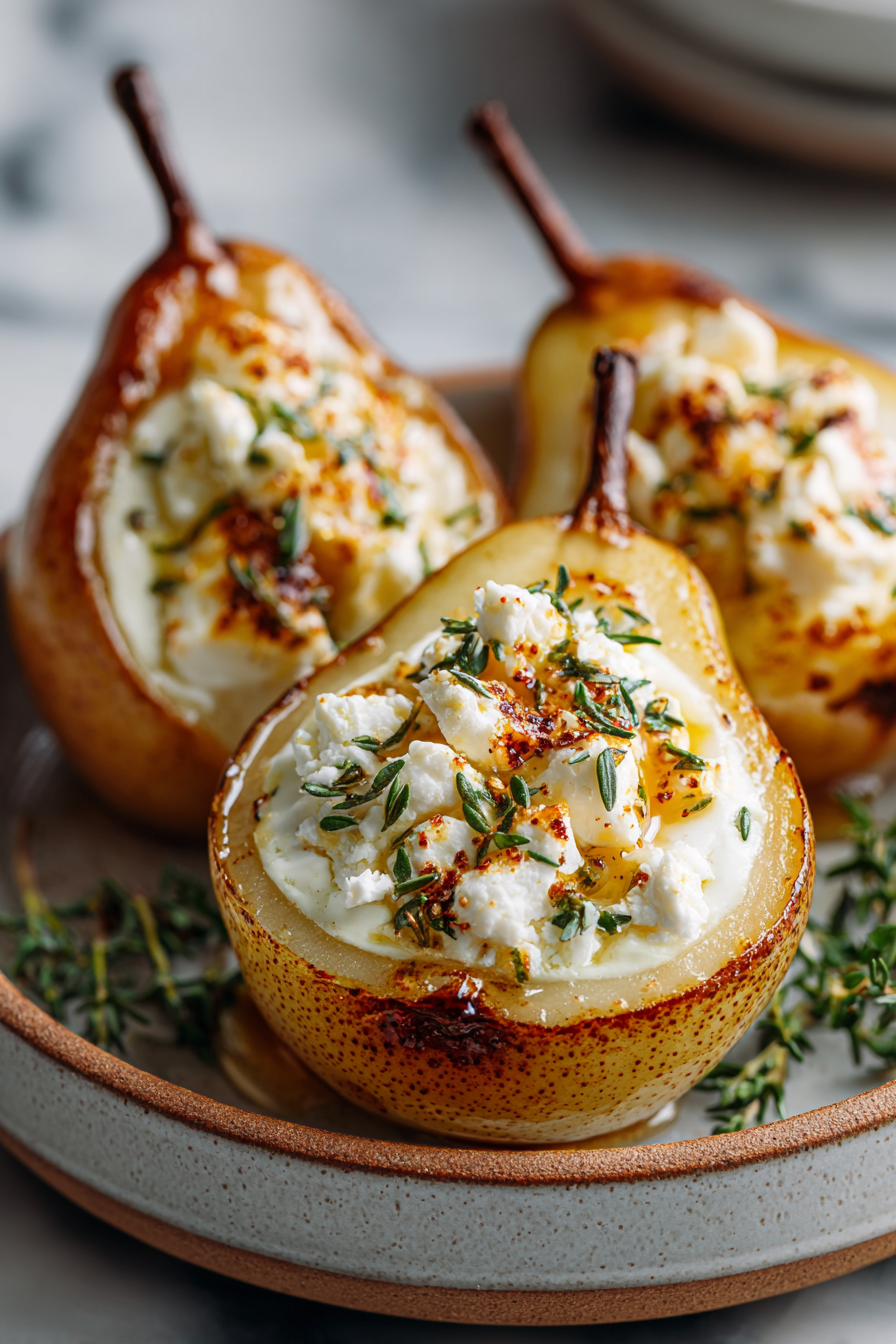 Baked Pears with Goat Cheese and Honey