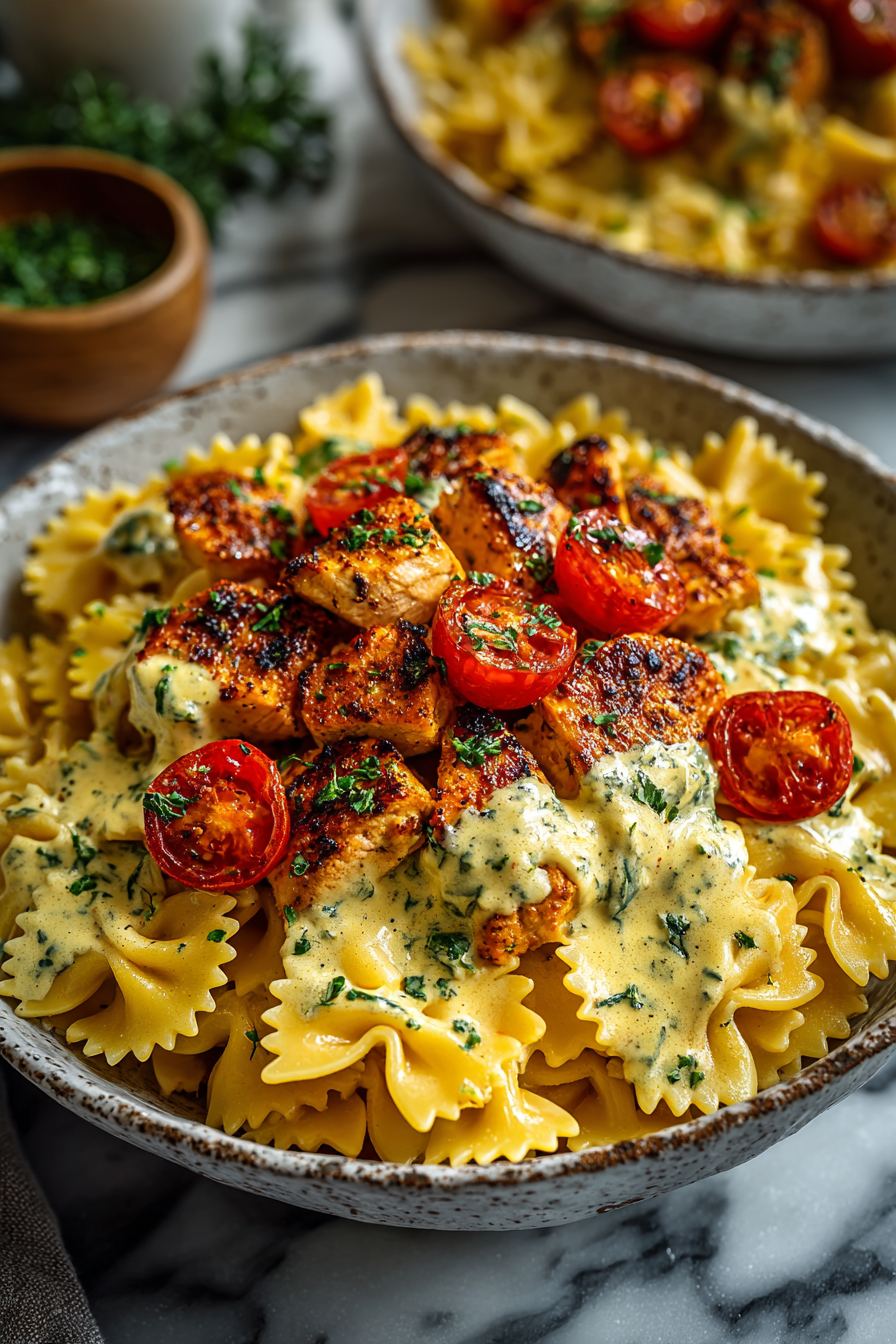 Bowtie Dinner with Cajun Chicken Sauce