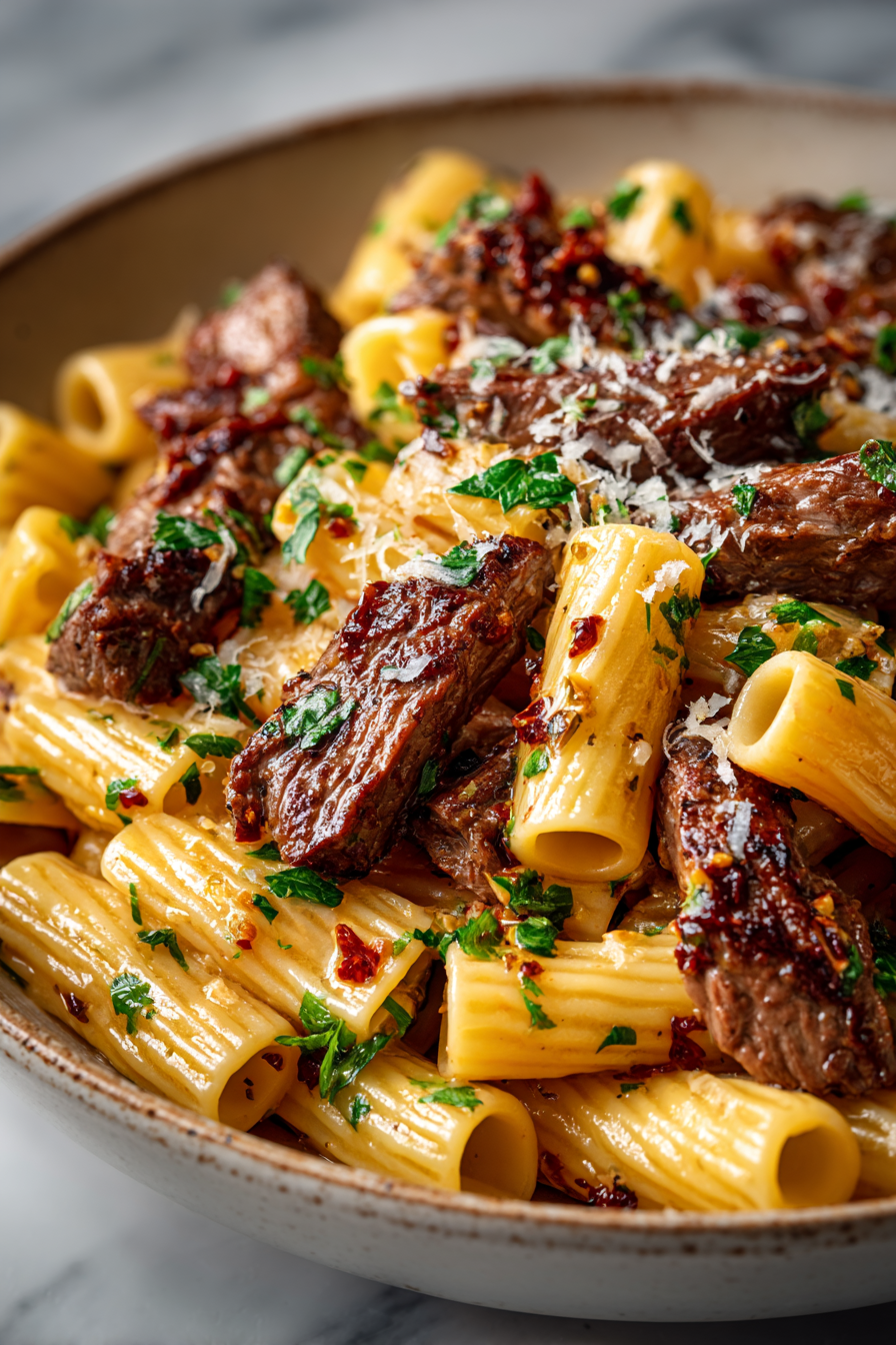 Cajun Garlic Beef Rigatoni