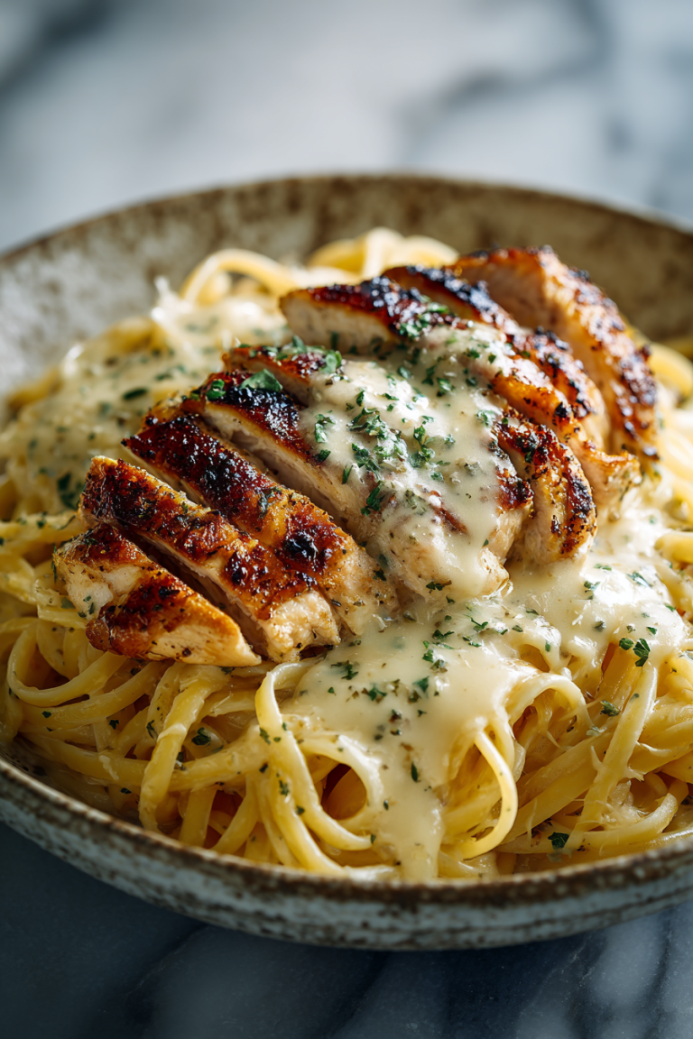 Cheesy Chicken Alfredo Spaghetti