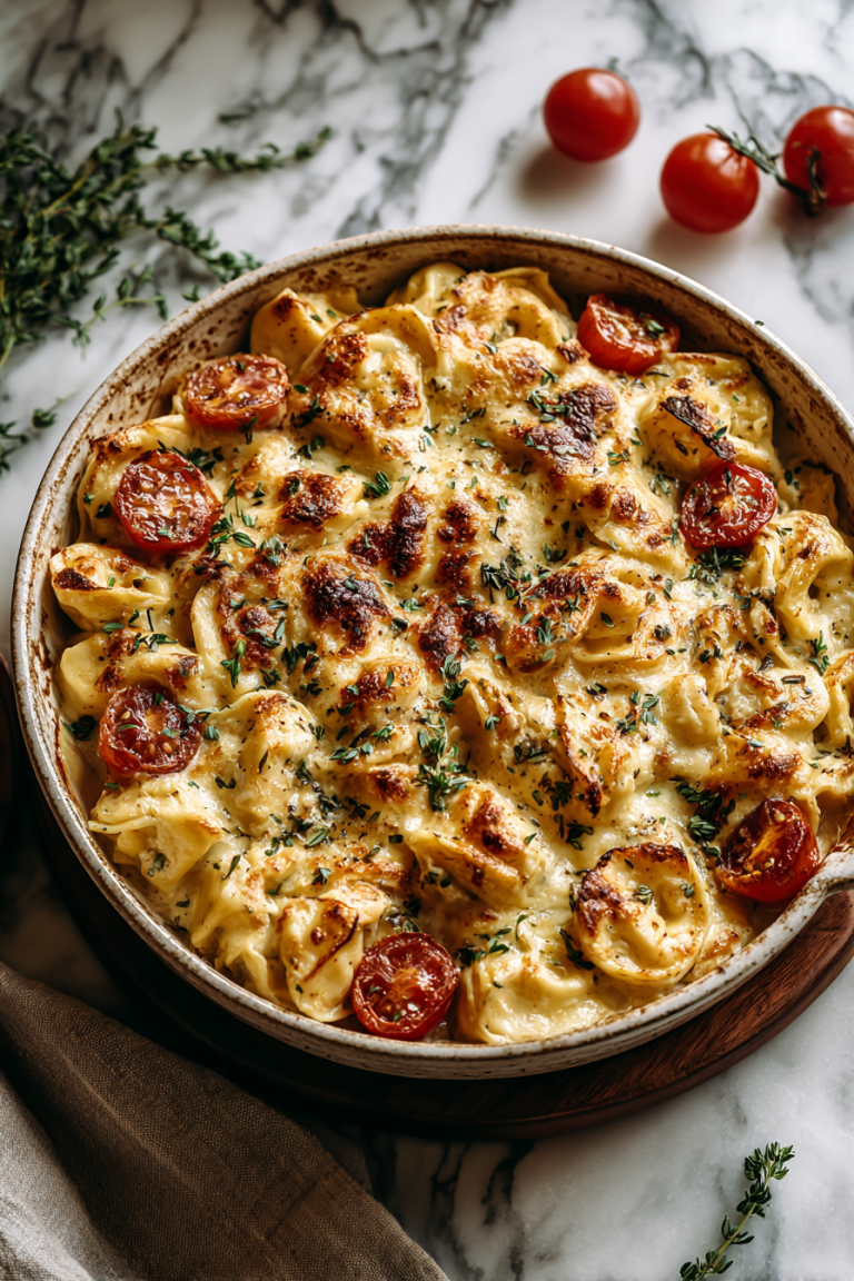Cheesy Chicken Tortellini Bake for Two