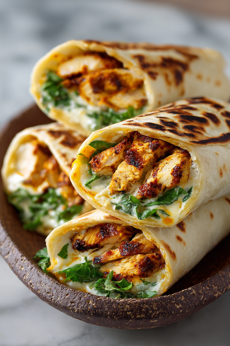 Cheesy Garlic Chicken Chicken Wraps