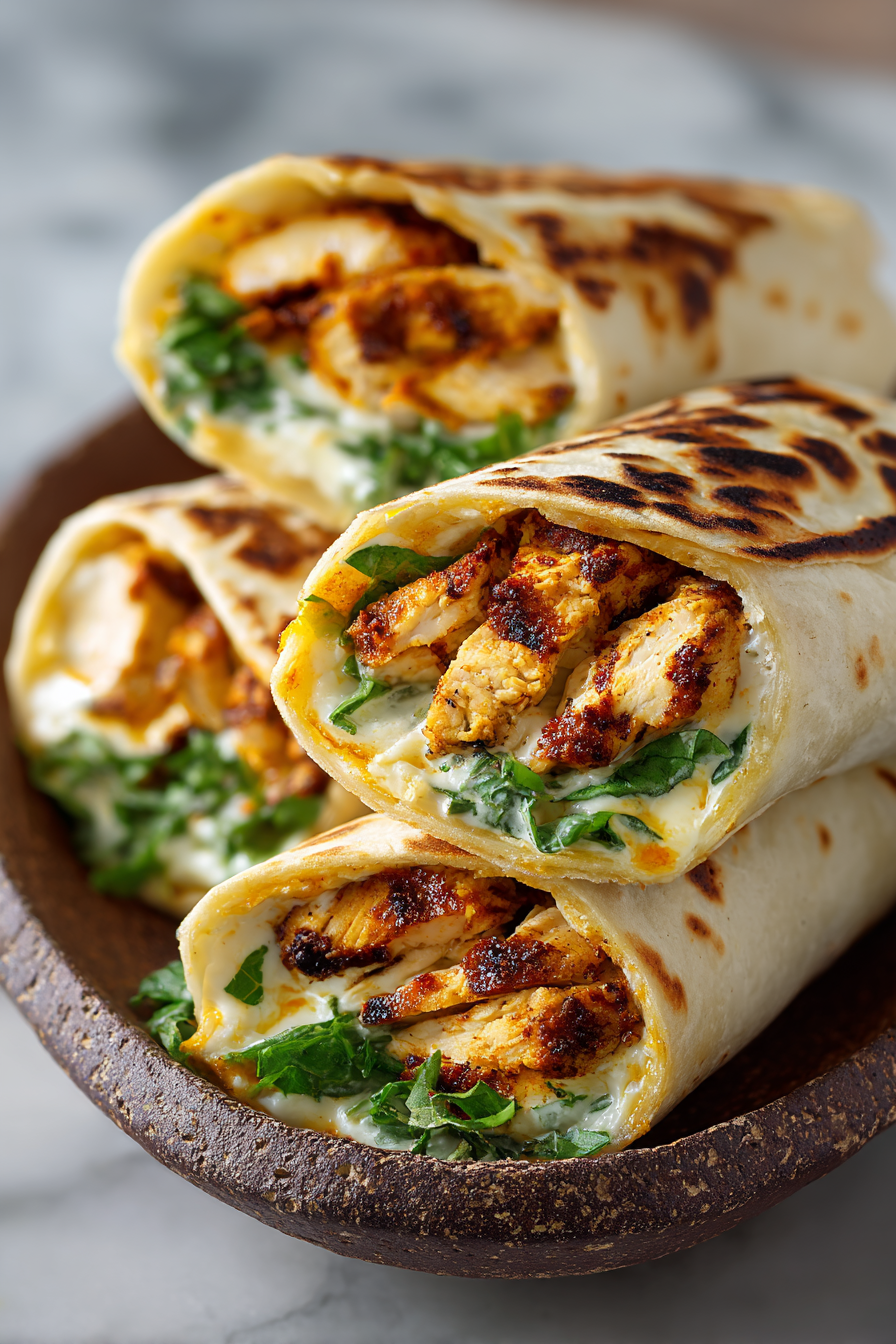 Cheesy Garlic Chicken Chicken Wraps