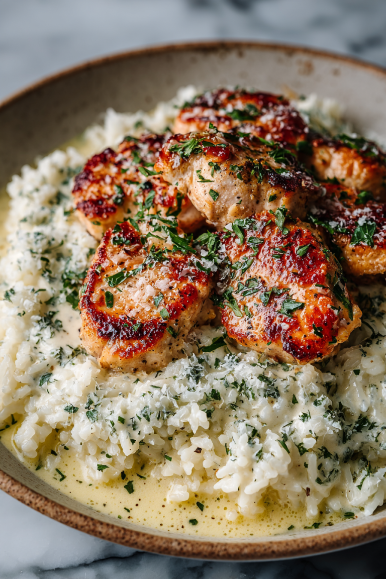 Chicken Scampi with Garlic Parmesan Rice
