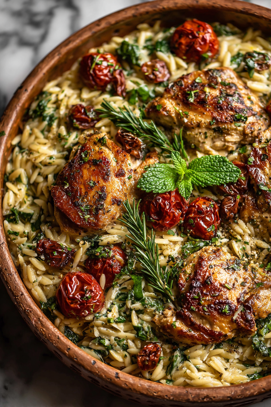 Creamy Mediterranean Chicken and Orzo