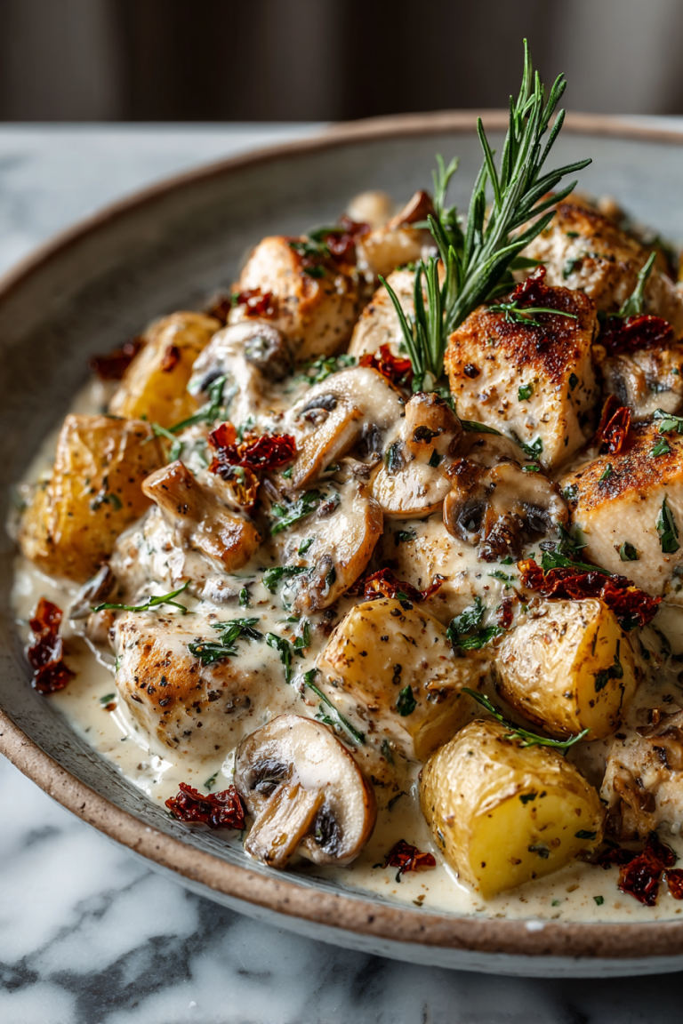 Creamy Mushroom Chicken Hot Honey Potatoes