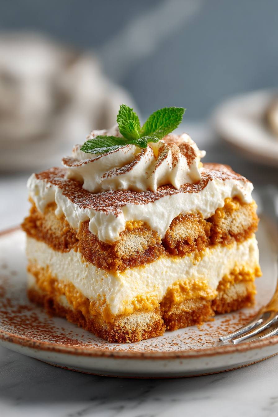 Creamy Pumpkin Italian Ladyfinger Dessert