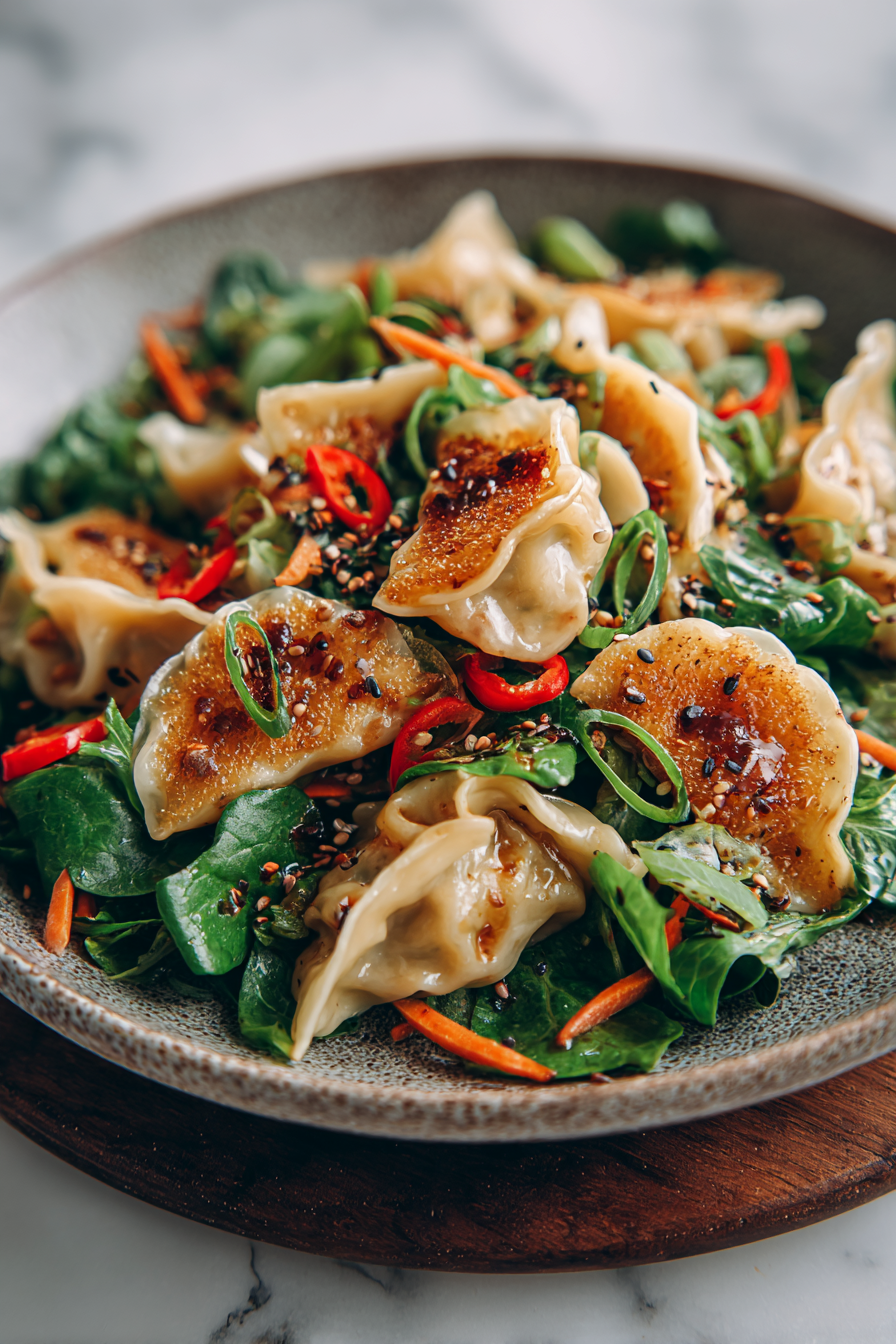 Crispy Dumpling Salad with Spicy Soy Dressing
