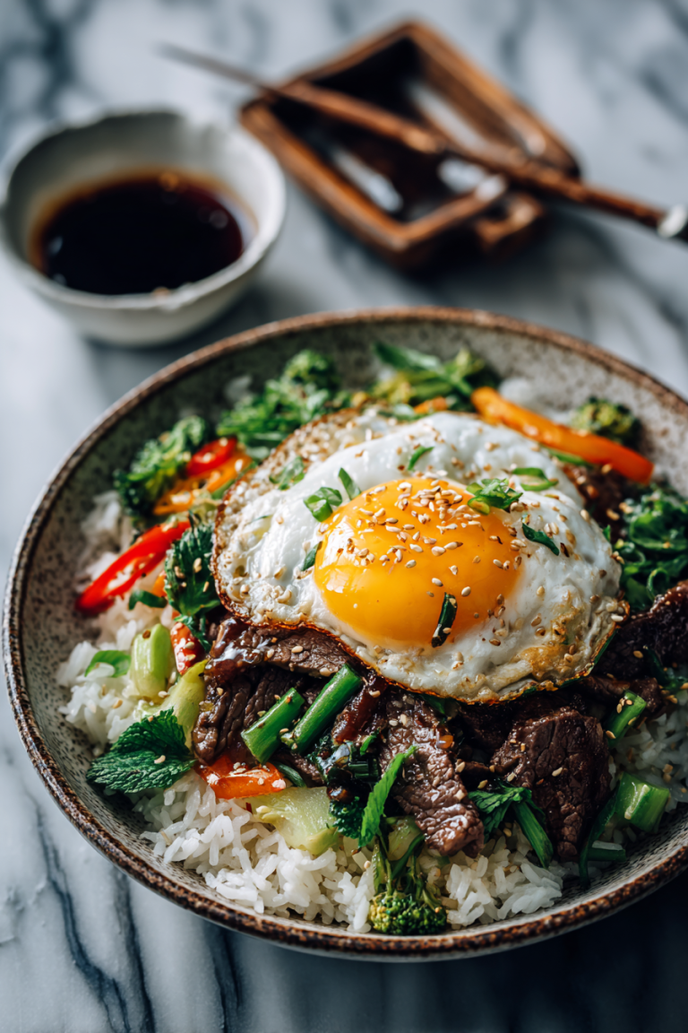 Easy Beef and Pepper Rice Bowl