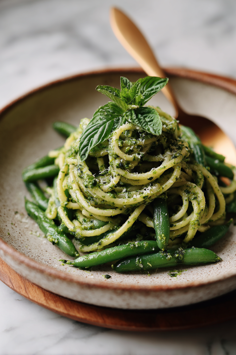 Easy Cashew Pesto Green Bean Pasta