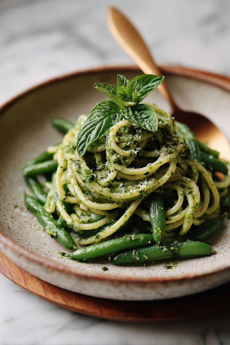 Easy Cashew Pesto Green Bean Pasta