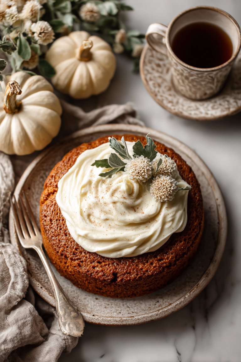 Easy Pumpkin Cake with Whipped Cinnamon Frosting